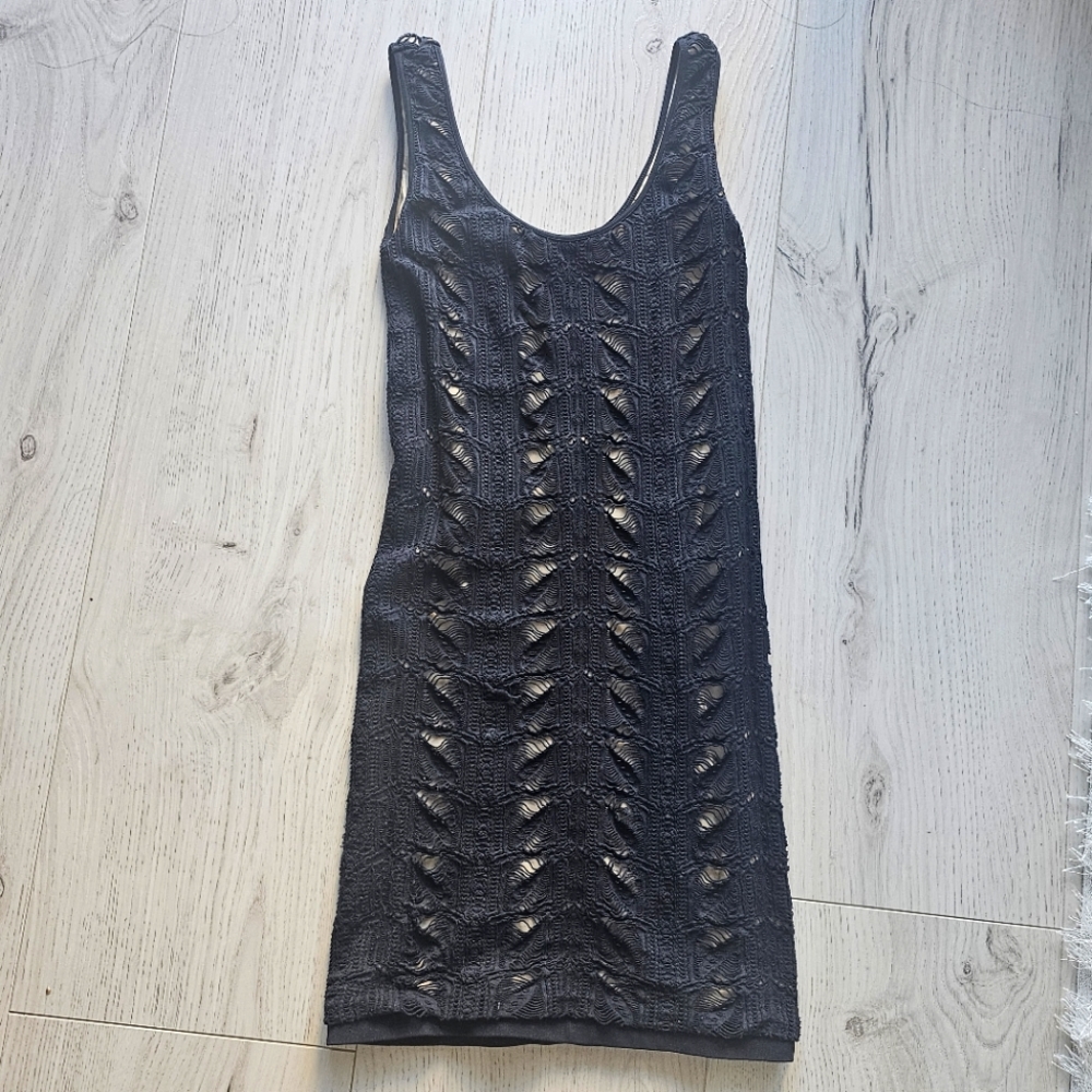 Bebe black and nude bodycon mini tank dress - small